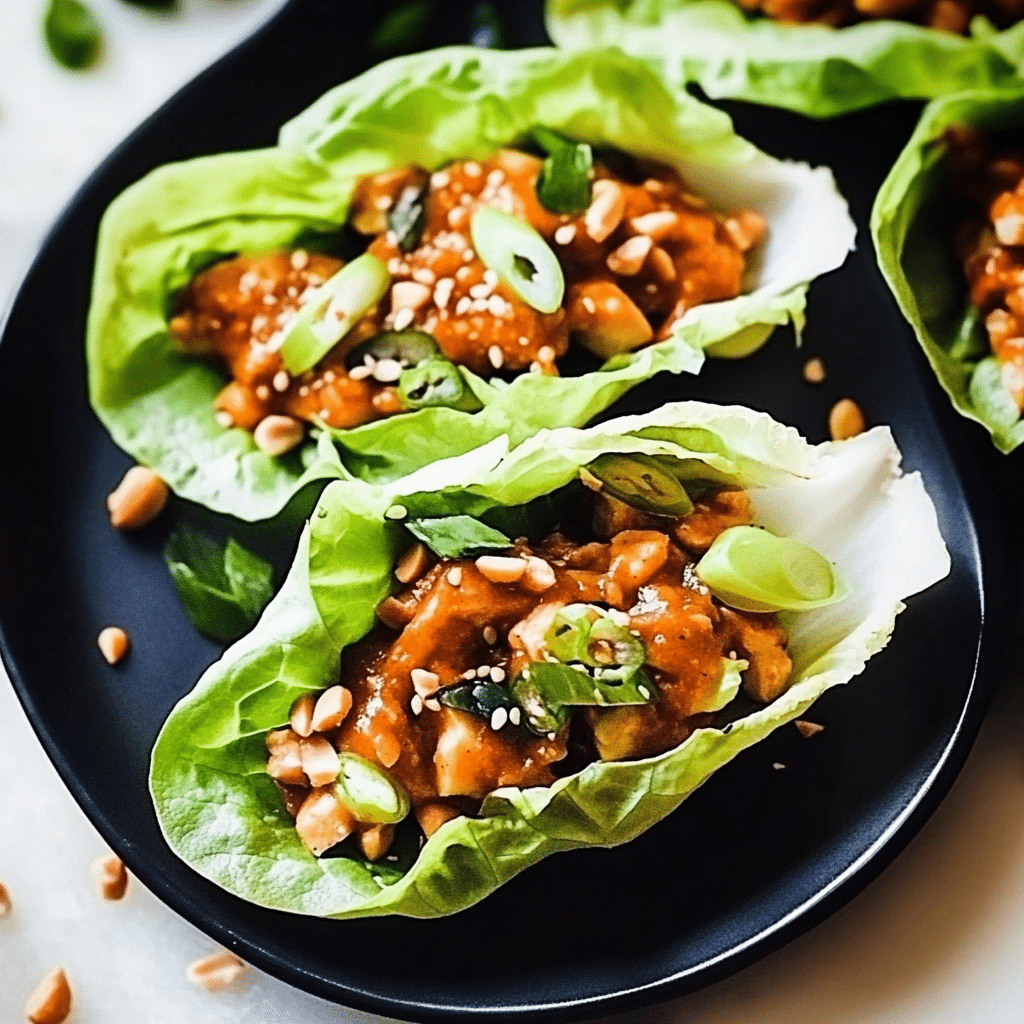 Easy Chinese Lettuce Wraps with Peanut Sauce