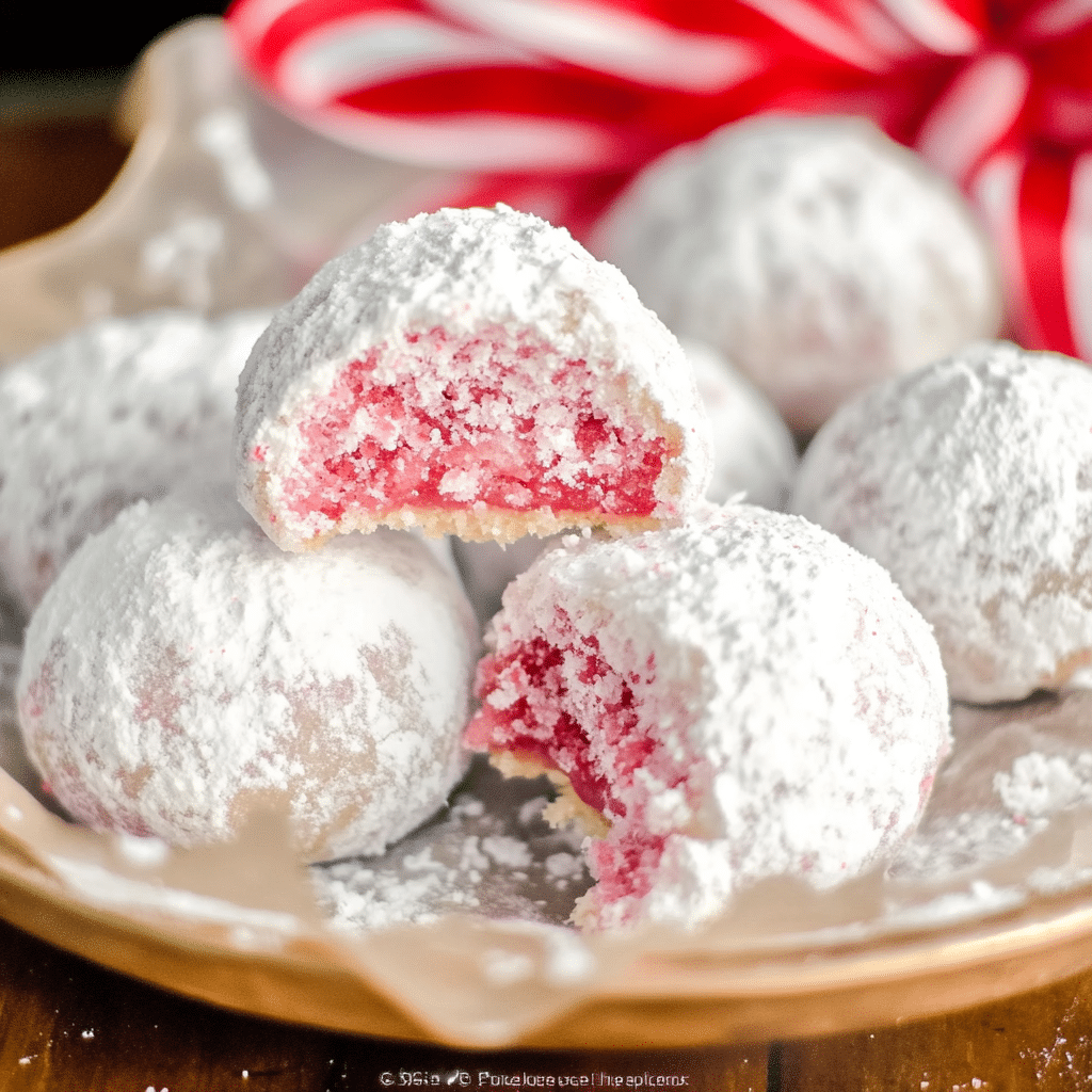 Peppermint Snowball Cookies