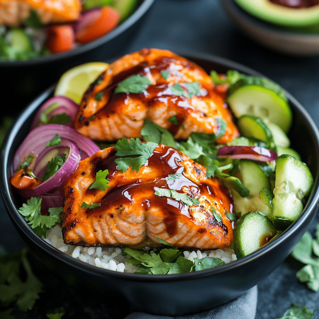Spicy Chipotle Honey Salmon Bowls Recipe