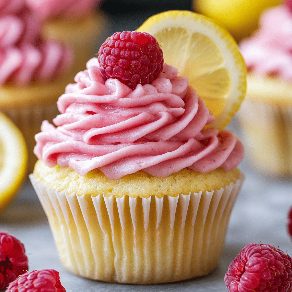 Lemon Cupcakes with Raspberry Buttercream Frosting Recipe