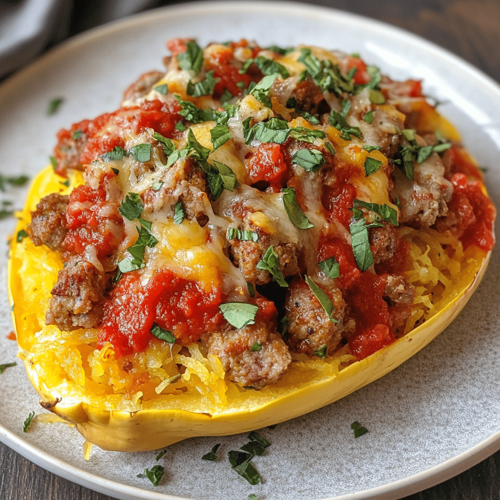 Cheesy Sausage-Stuffed Spaghetti Squash