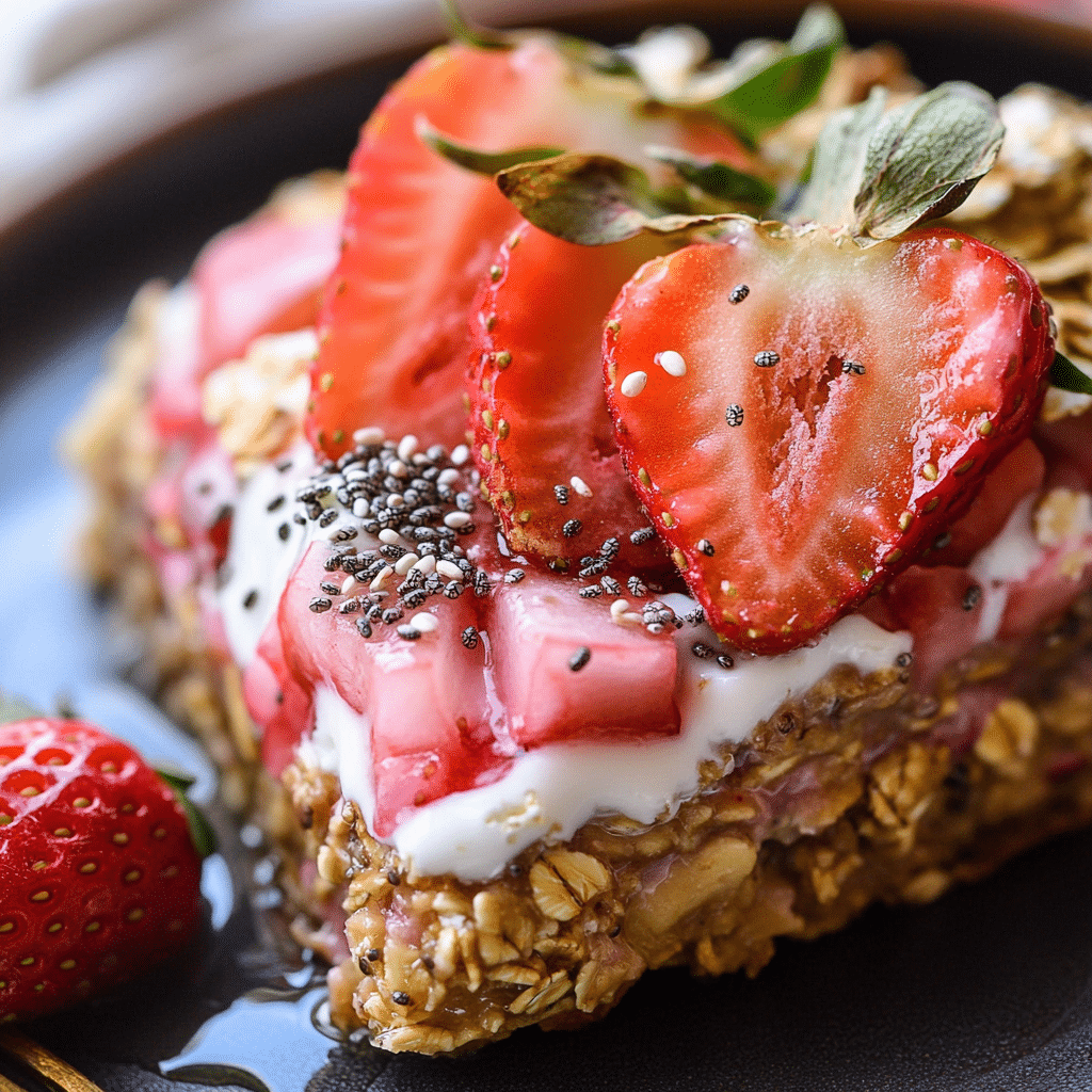 Strawberry Rhubarb Baked Oatmeal Recipe