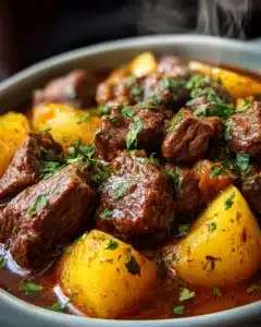 Slow Cooker Garlic Butter Beef Bites & Potatoes Recipe