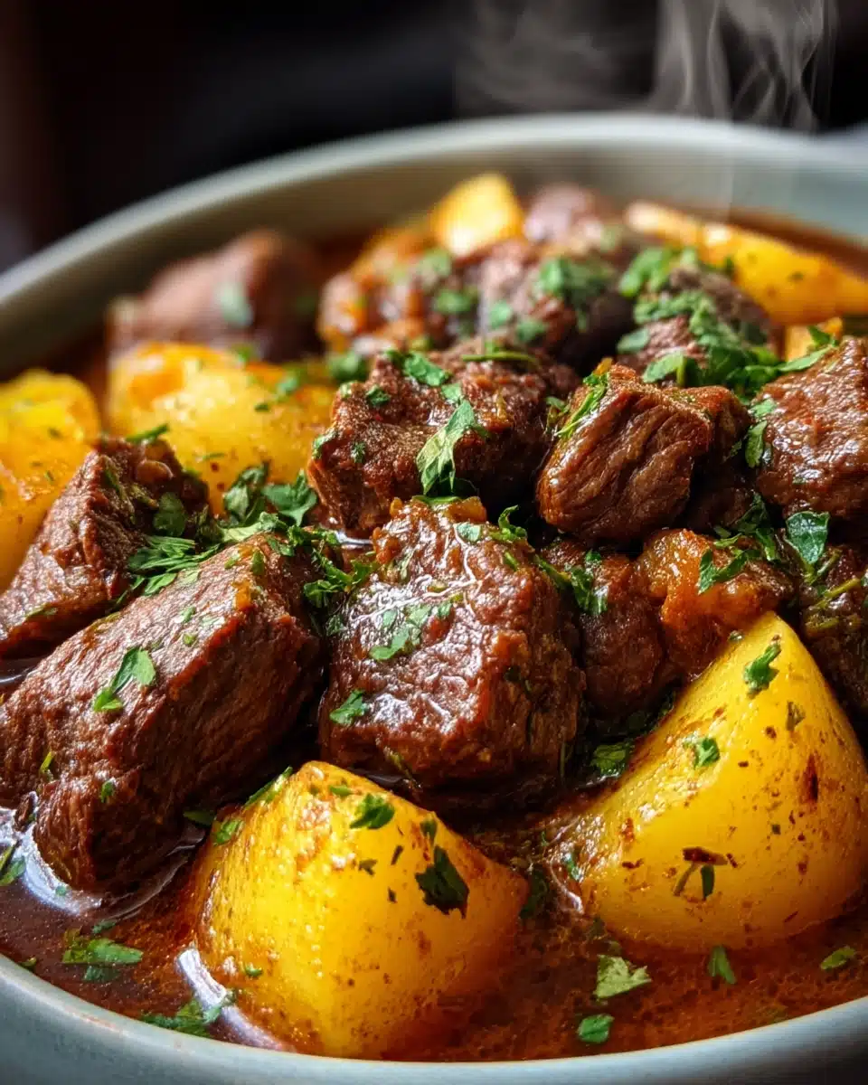 Slow Cooker Garlic Butter Beef Bites & Potatoes Recipe