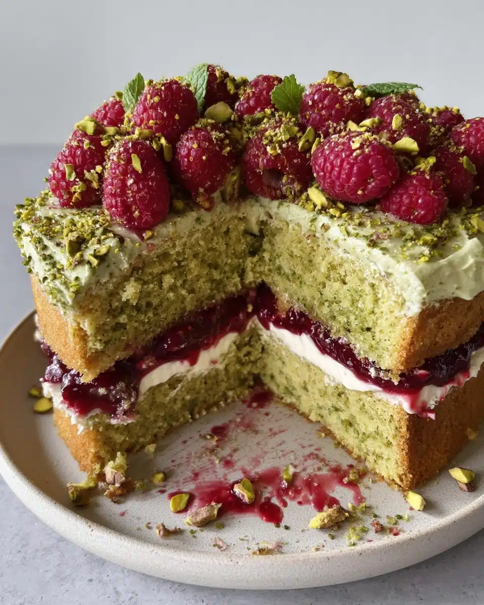 Pistachio Raspberry Cake Recipe