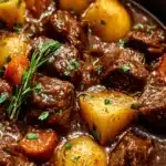 Slow Cooker Garlic Butter Beef Bites & Potatoes Recipe