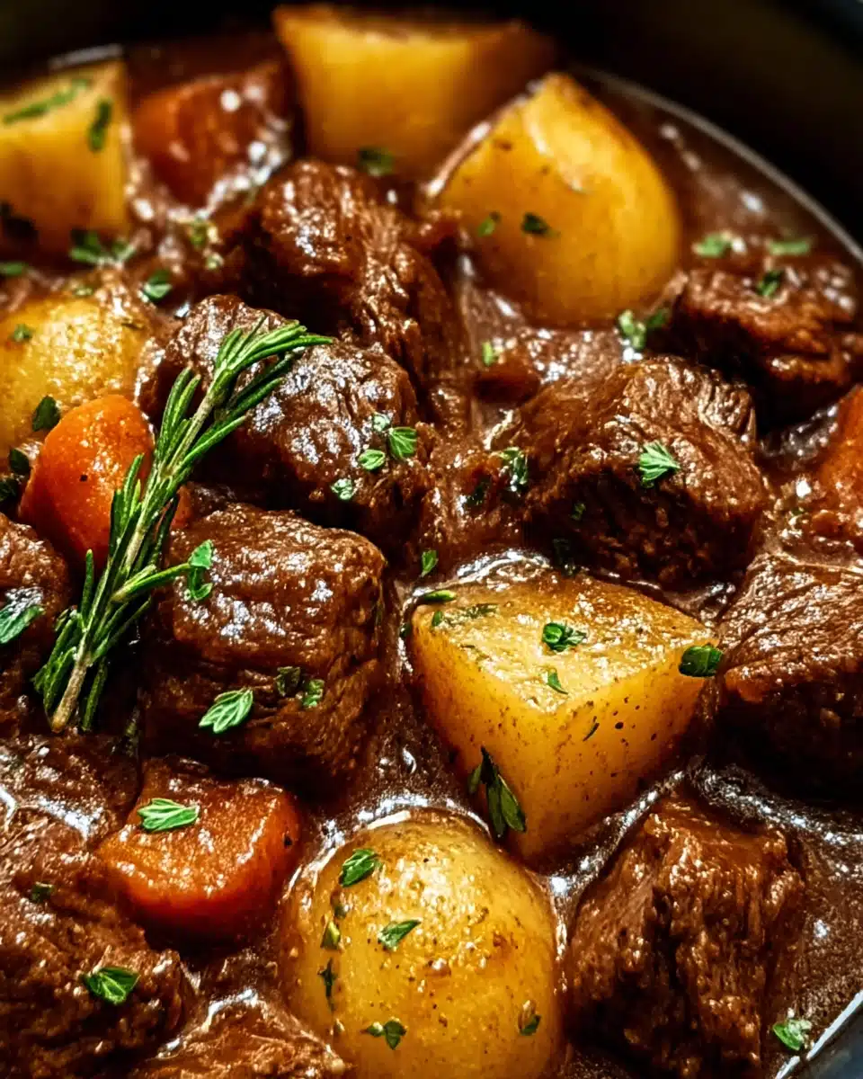 Slow Cooker Garlic Butter Beef Bites & Potatoes Recipe