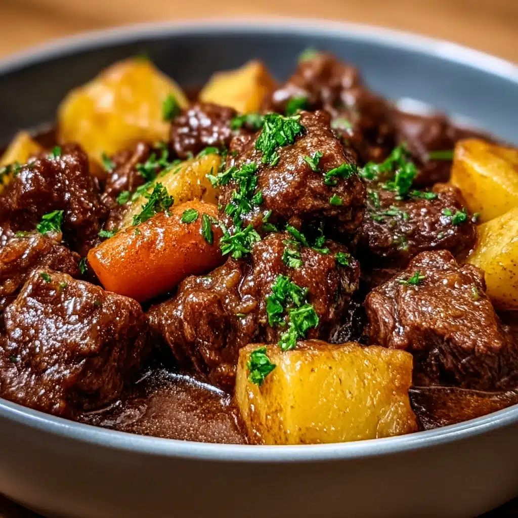 Slow Cooker Garlic Butter Beef Bites & Potatoes Recipe - Recipe Image