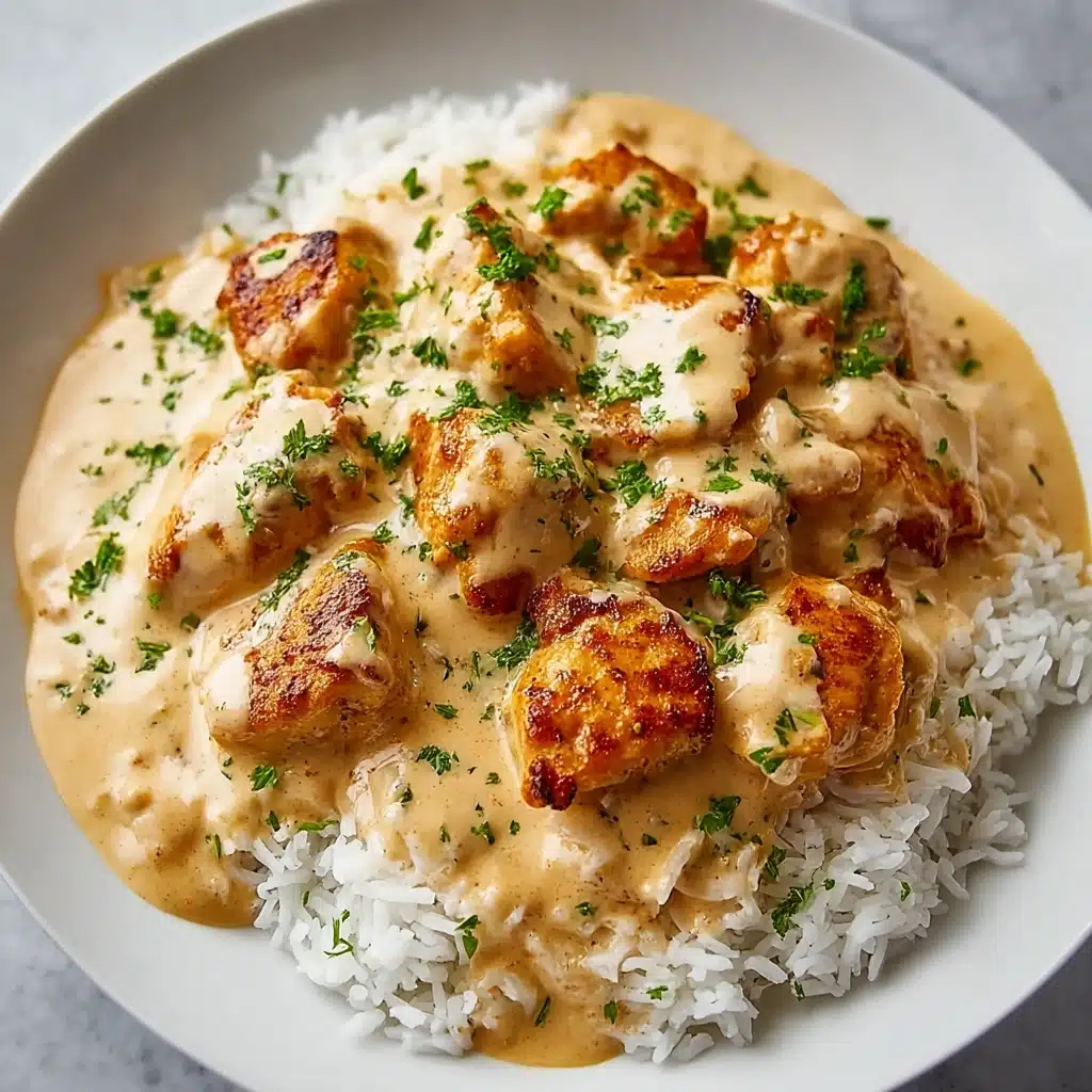 CREAMY SMOTHERED CHICKEN AND RICE RECIPE - Recipe Image