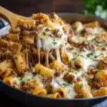 Cheesy Ground Beef Pasta Skillet Recipe