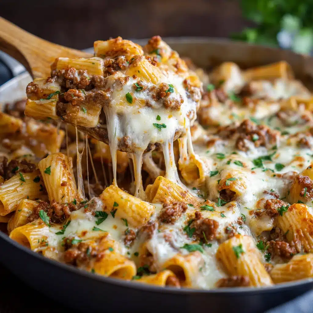 Cheesy Ground Beef Pasta Skillet Recipe