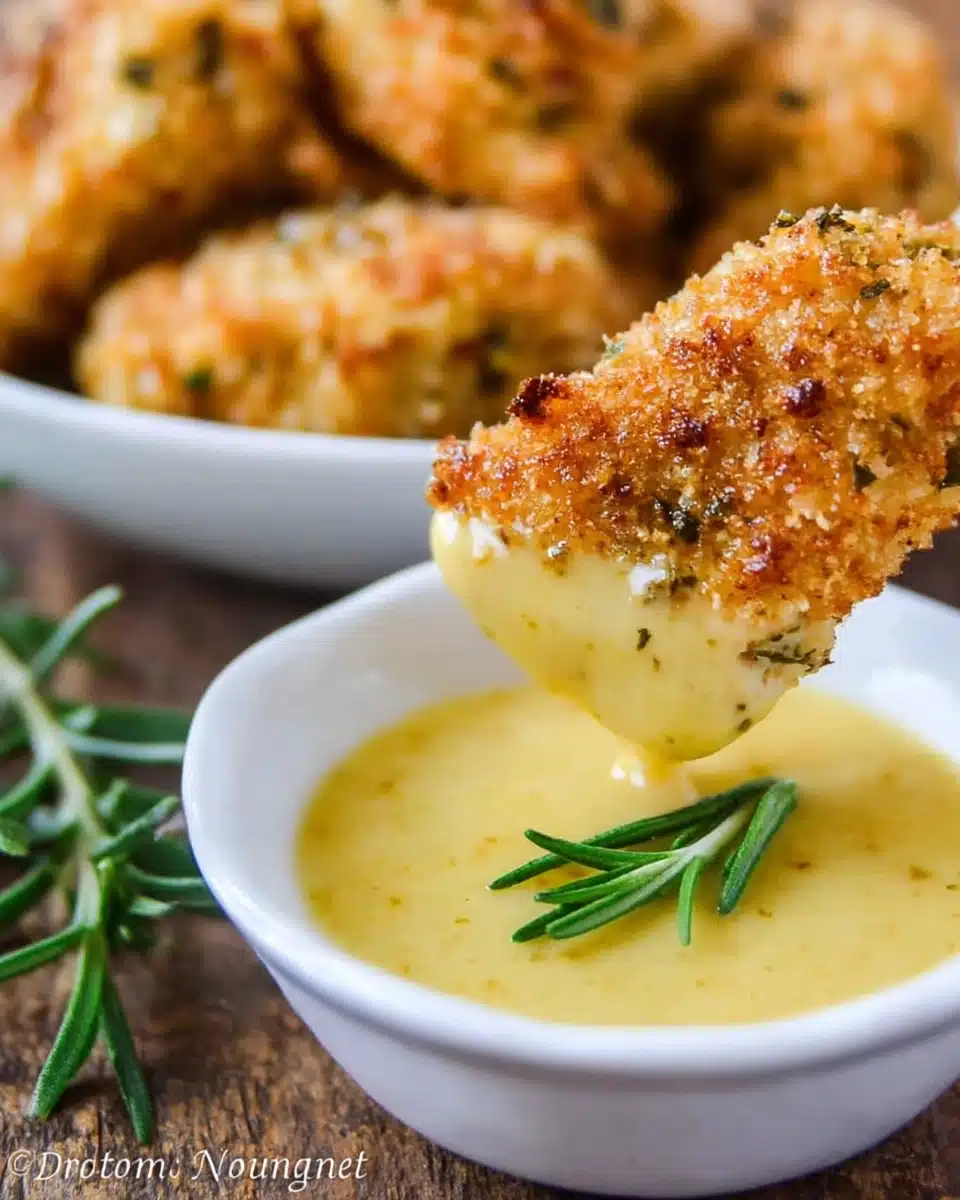 Crispy baked chicken tenders with honey mustard Recipe