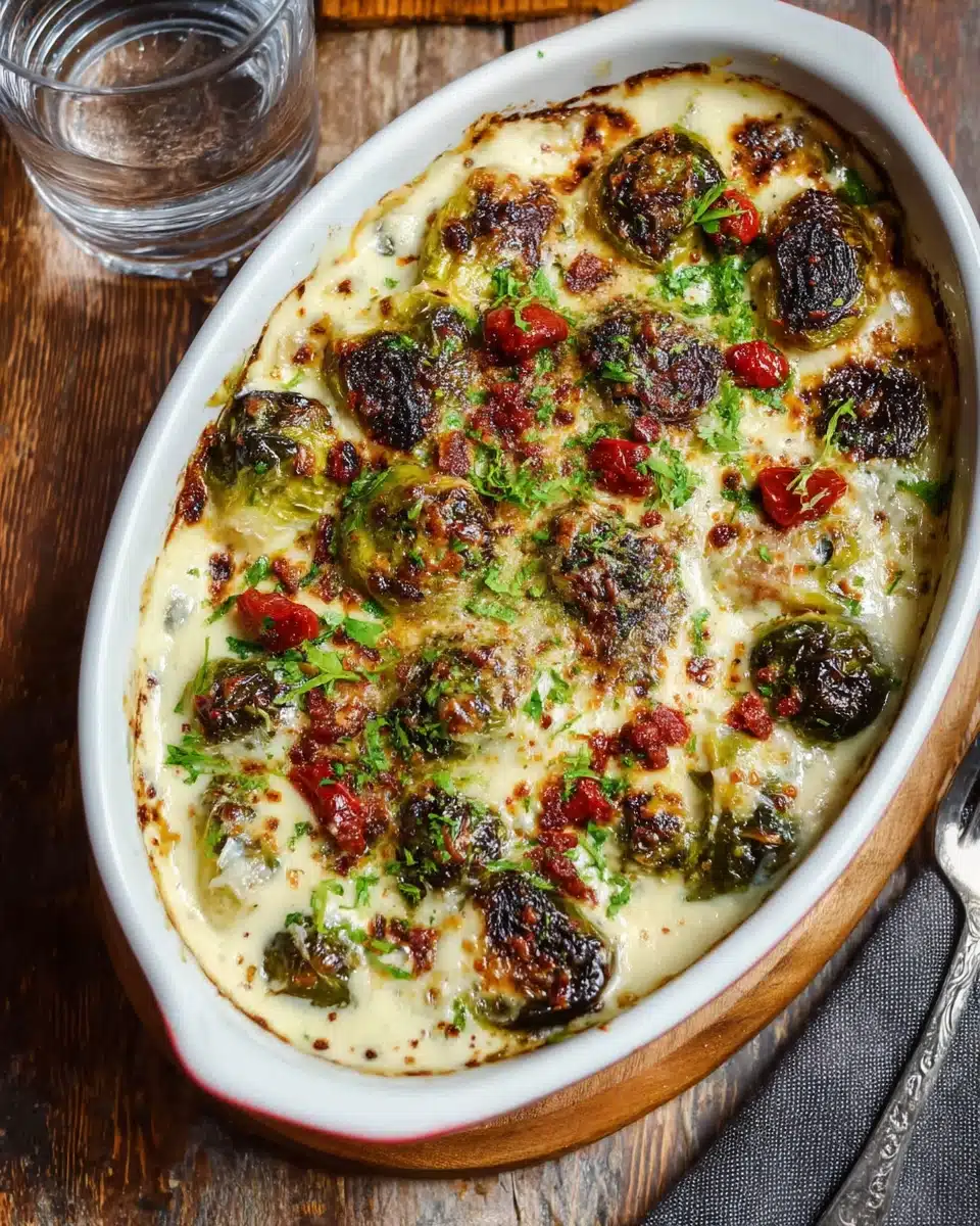Cheesy Brussels Sprouts with Gruyere & Bacon Recipe