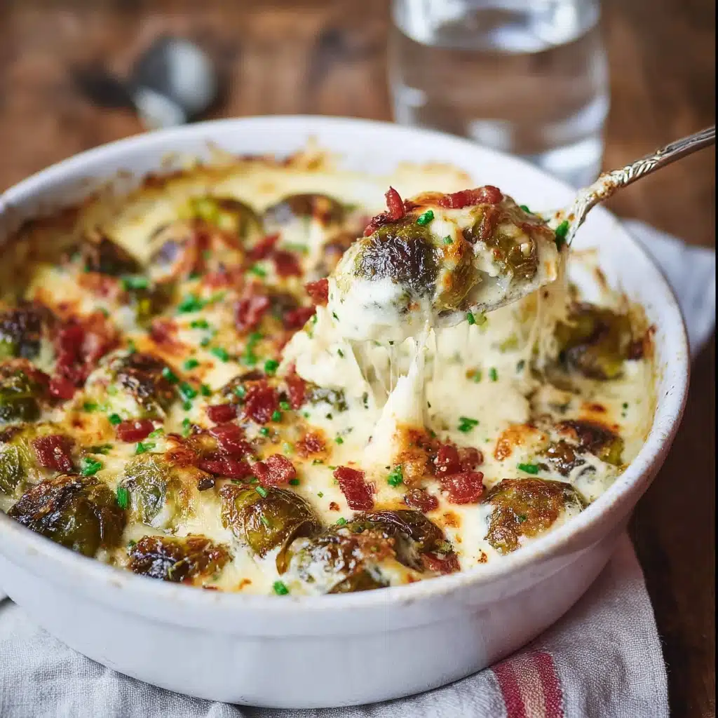 Cheesy Brussels Sprouts with Gruyere & Bacon Recipe - Recipe Image