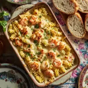 Easy Cheesy Shrimp Scampi Pasta Bake Recipe