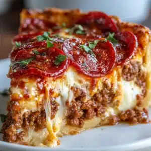 Deep Hamburger Sausage & Pepperoni Pie Recipe