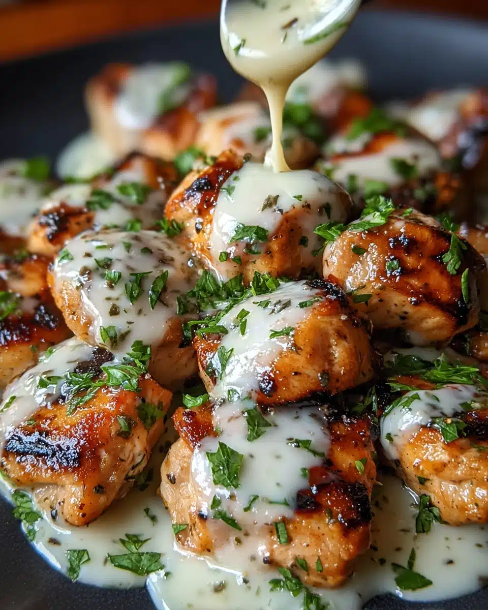 Grilled Chicken Bites with Creamy Garlic Sauce Recipe