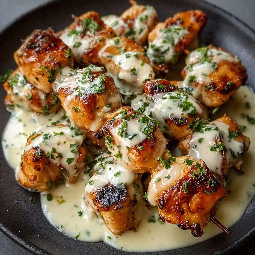 Grilled Chicken Bites with Creamy Garlic Sauce Recipe - Recipe Image