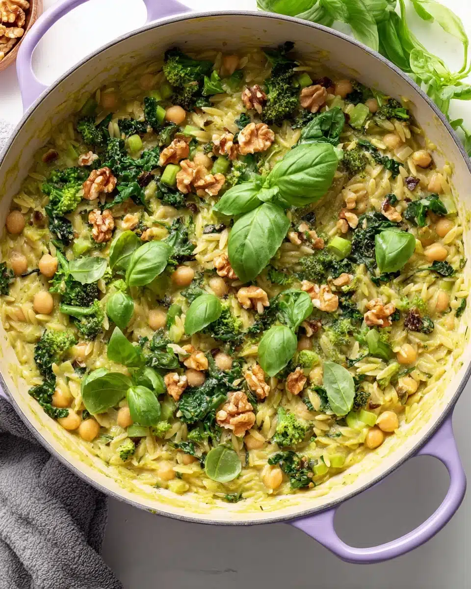 One Pot Creamy Pesto Orzo Recipe