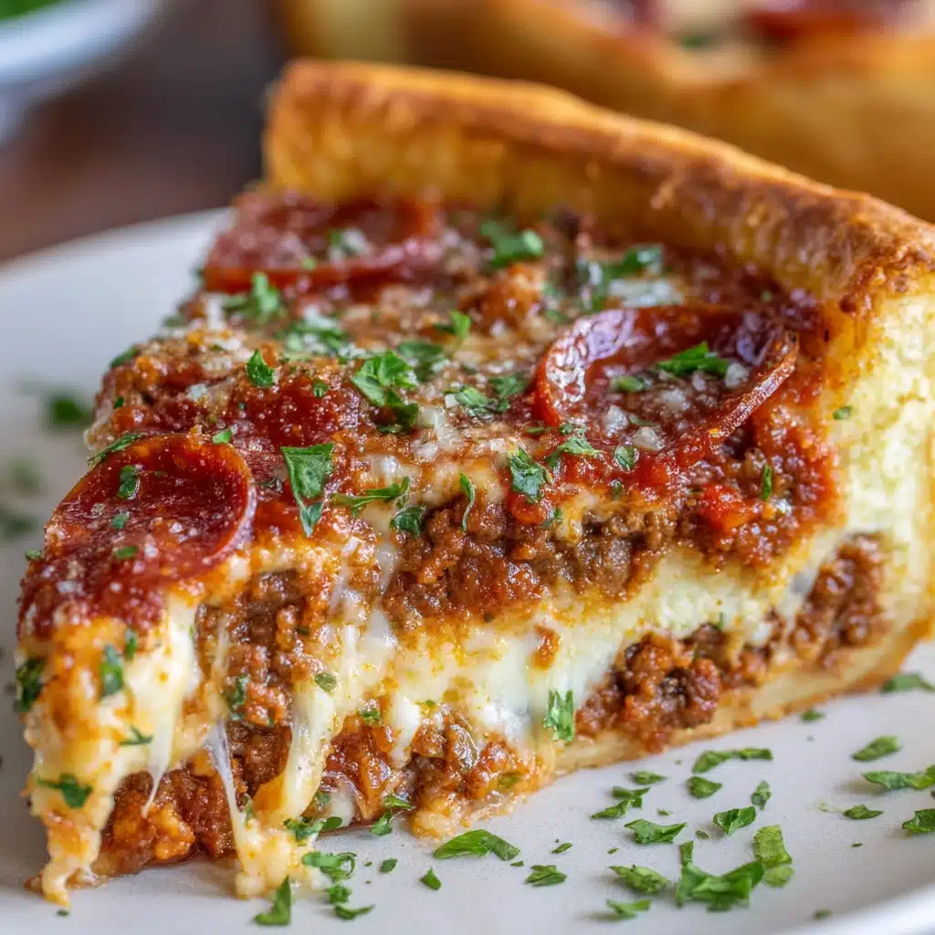 Deep Hamburger Sausage & Pepperoni Pie Recipe - Recipe Image