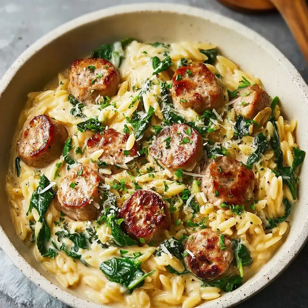 Creamy Chicken Sausage Orzo Recipe - Recipe Image