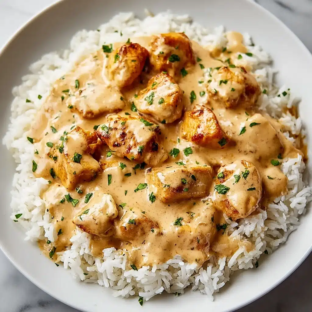CREAMY SMOTHERED CHICKEN AND RICE RECIPE - Recipe Image