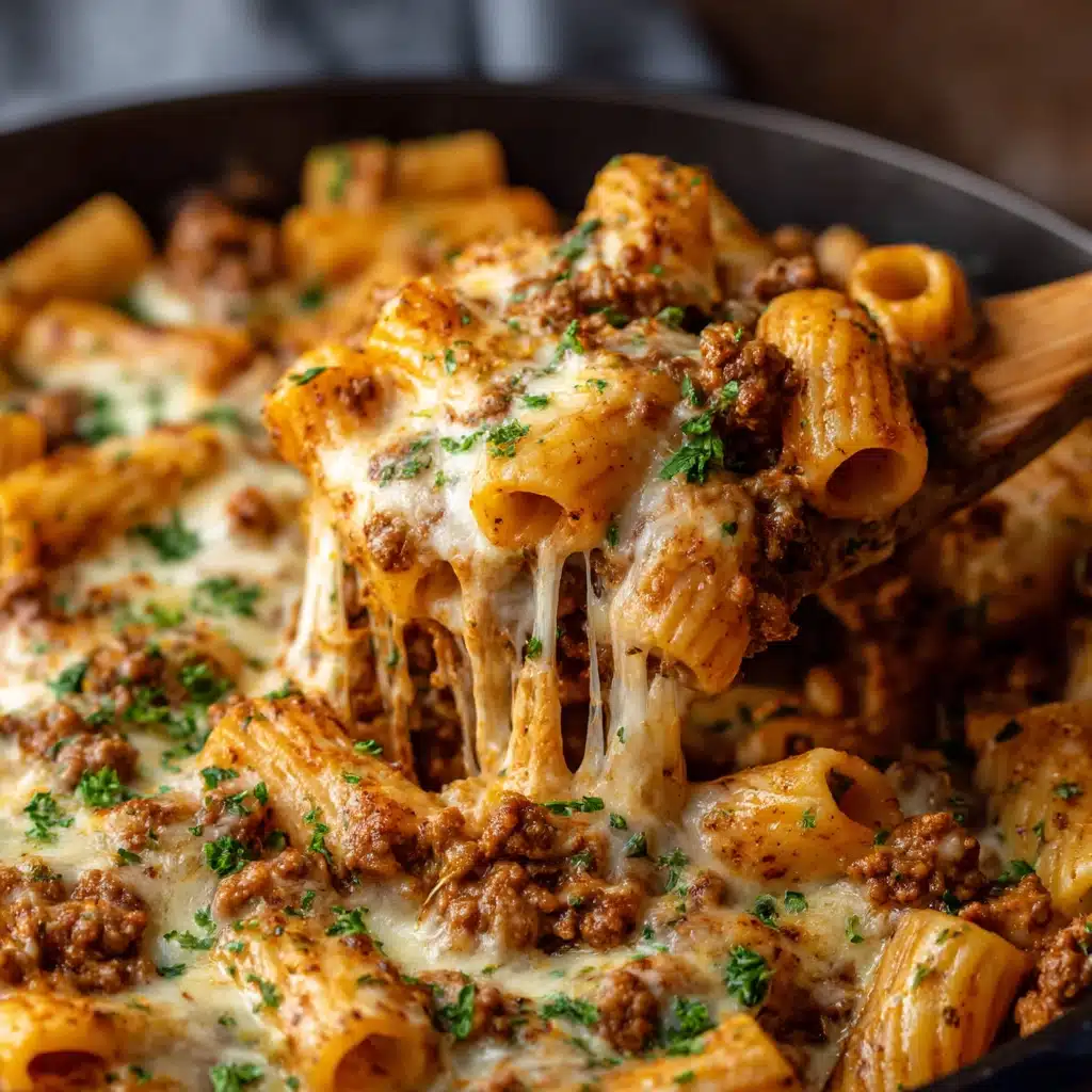 Cheesy Ground Beef Pasta Skillet Recipe - Recipe Image