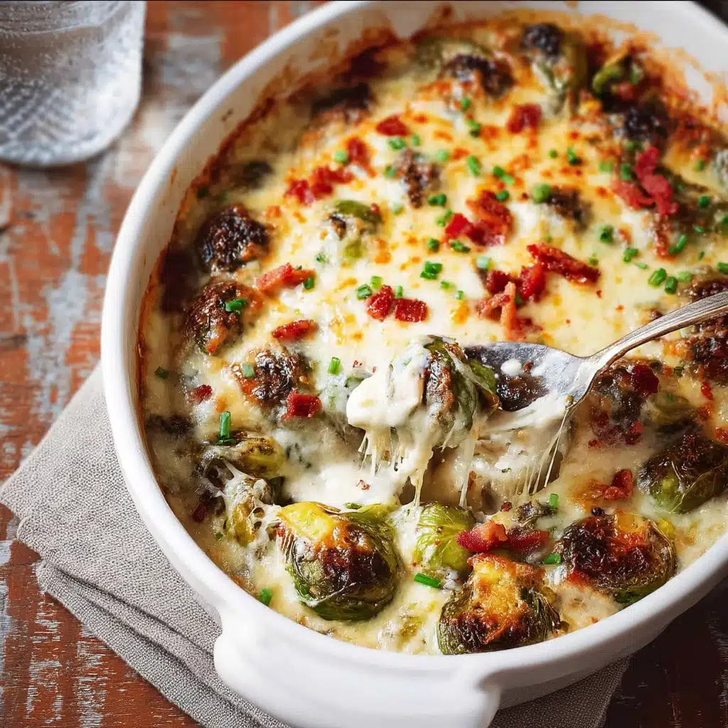 Cheesy Brussels Sprouts with Gruyere & Bacon Recipe - Recipe Image
