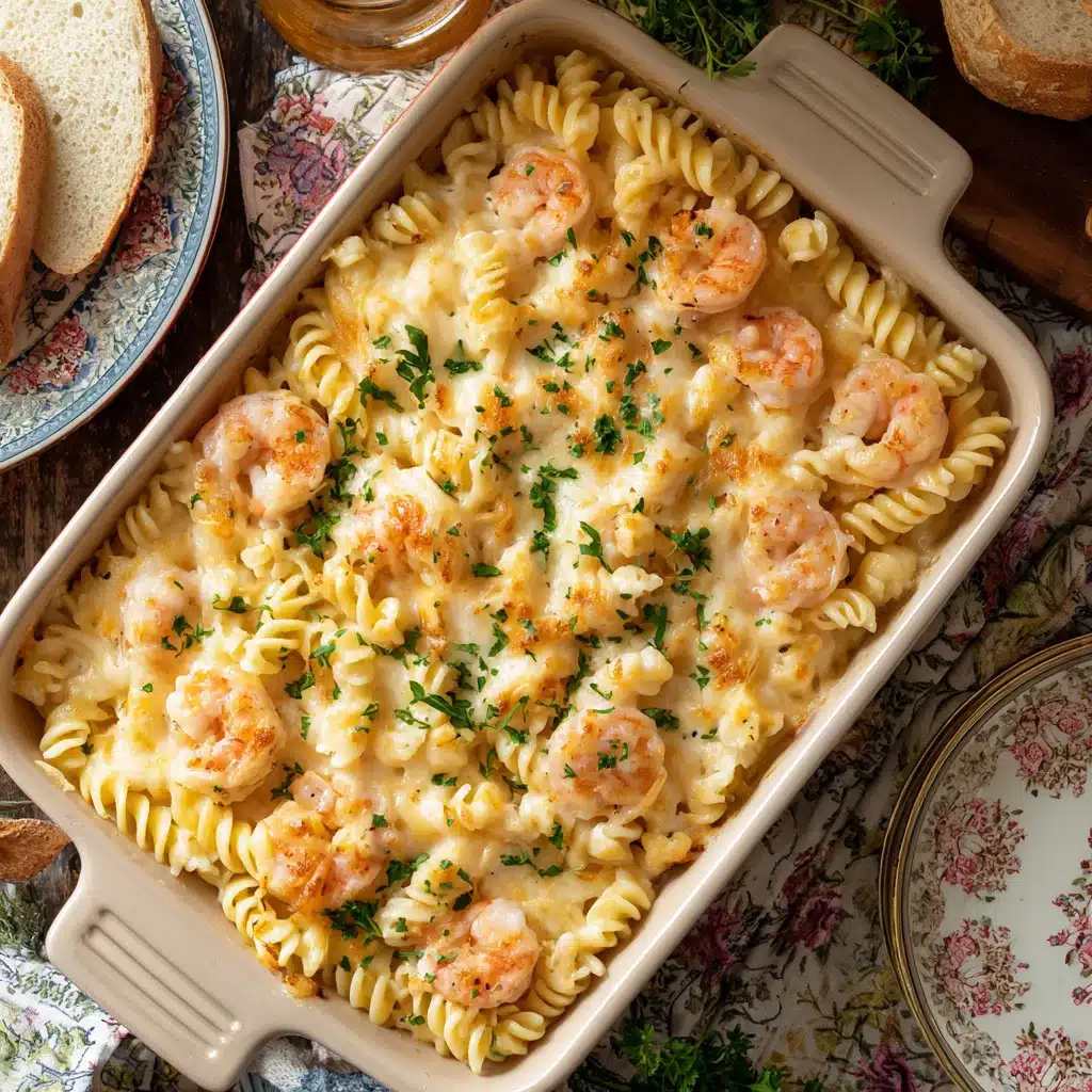 Easy Cheesy Shrimp Scampi Pasta Bake Recipe - Recipe Image