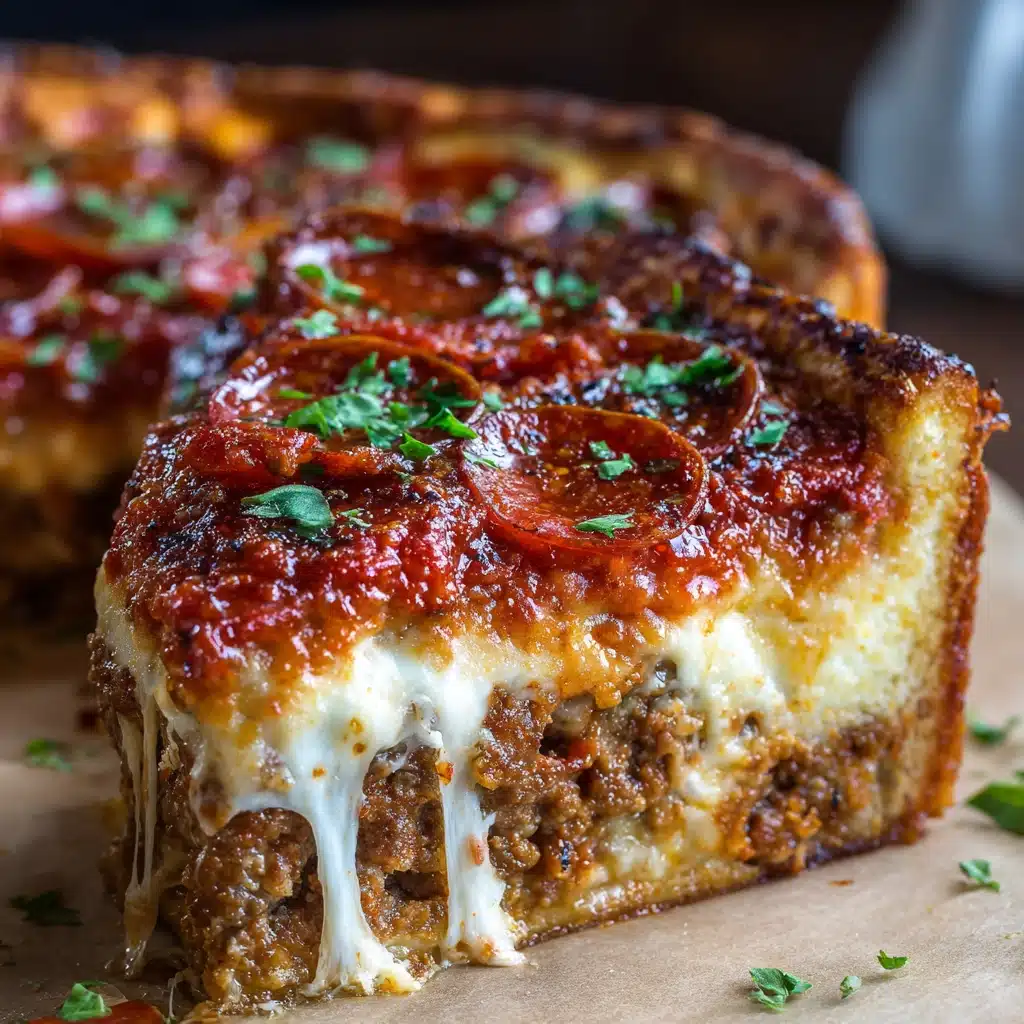 Deep Hamburger Sausage & Pepperoni Pie Recipe - Recipe Image
