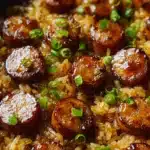 One Pan Sweet and Tangy BBQ Sausage Rice Recipe