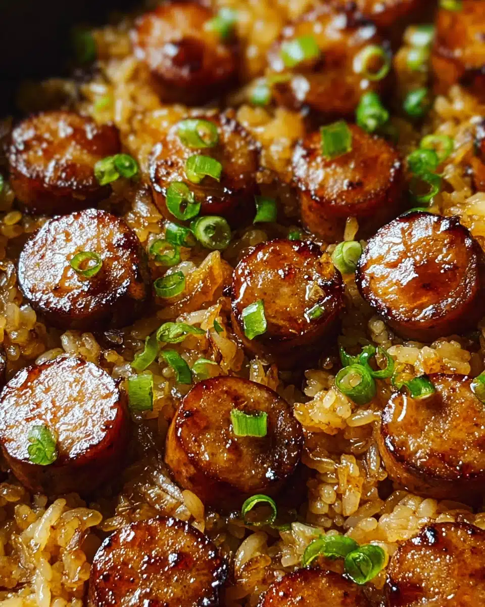 One Pan Sweet and Tangy BBQ Sausage Rice Recipe