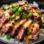 Korean BBQ Steak Rice Bowls with Spicy Cream Sauce Recipe