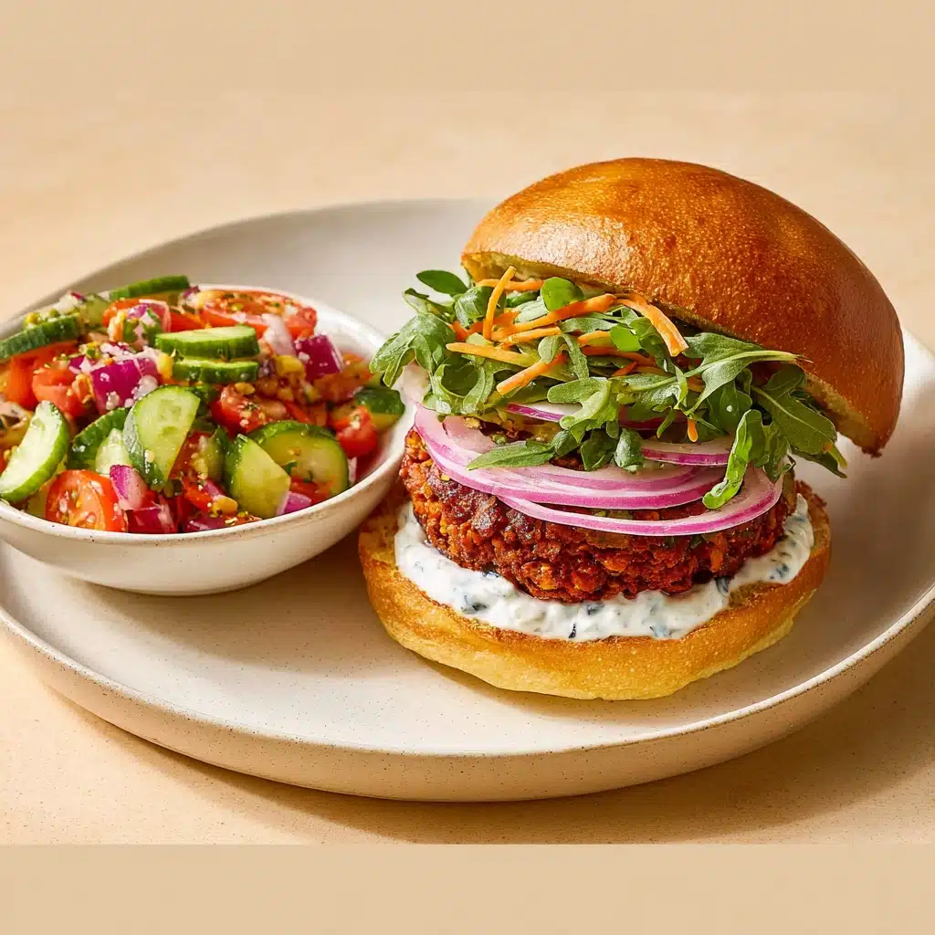 Lentil Burgers with Yogurt Herb Sauce Recipe - Recipe Image