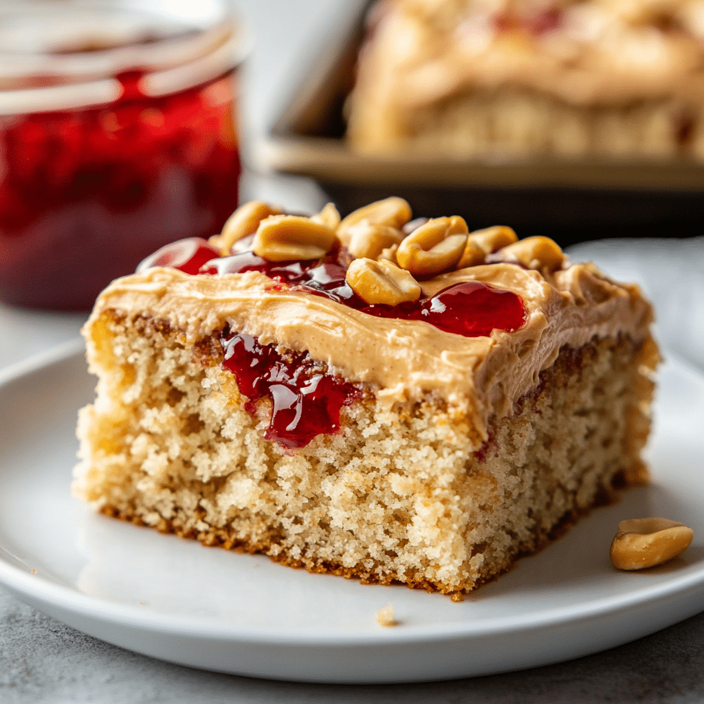 Peanut Butter and Jelly Poke Cake