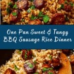 One Pan Sweet and Tangy BBQ Sausage Rice Recipe