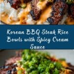 Korean BBQ Steak Rice Bowls with Spicy Cream Sauce Recipe