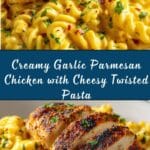 Creamy Garlic Parmesan Chicken & Cheesy Twisted Pasta Recipe
