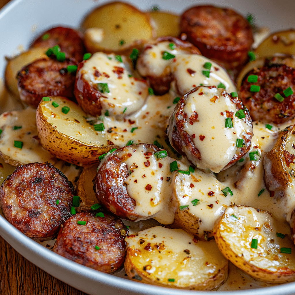 Cheesy Ranch Potatoes and Smoked Sausage