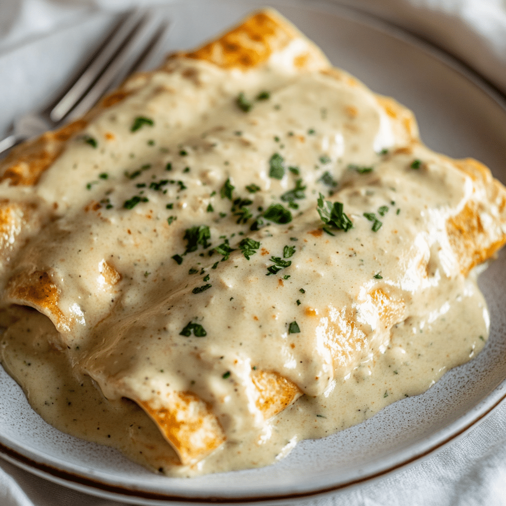 Easy Creamy White Chicken Enchiladas