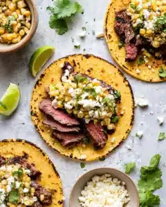 Grilled Skirt Steak and Elote Tacos Recipe