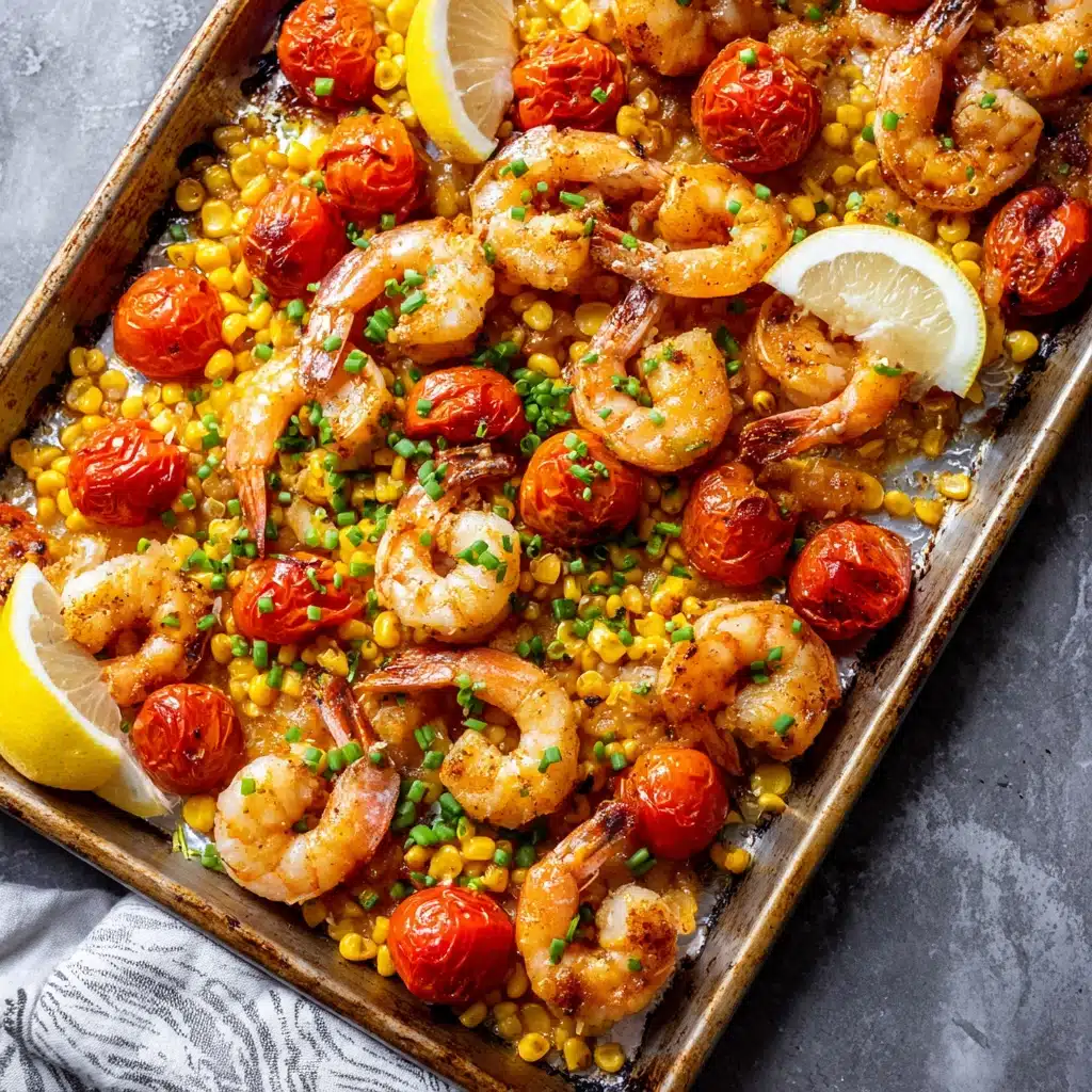 Sheet Pan Shrimp with Corn and Tomatoes Recipe - Recipe Image