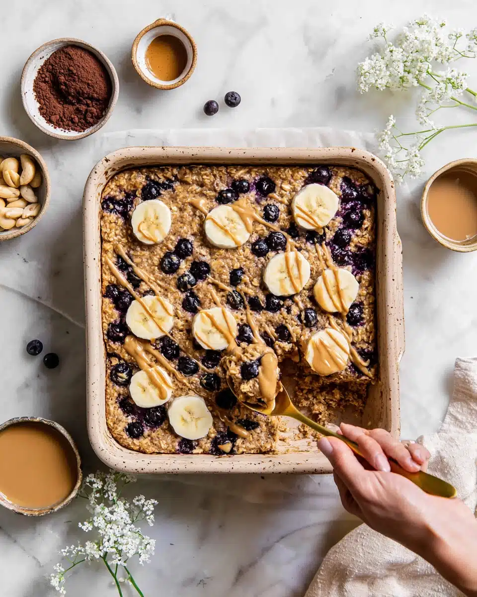 Chocolate Peanut Butter Blueberry Oatmeal Bake Recipe