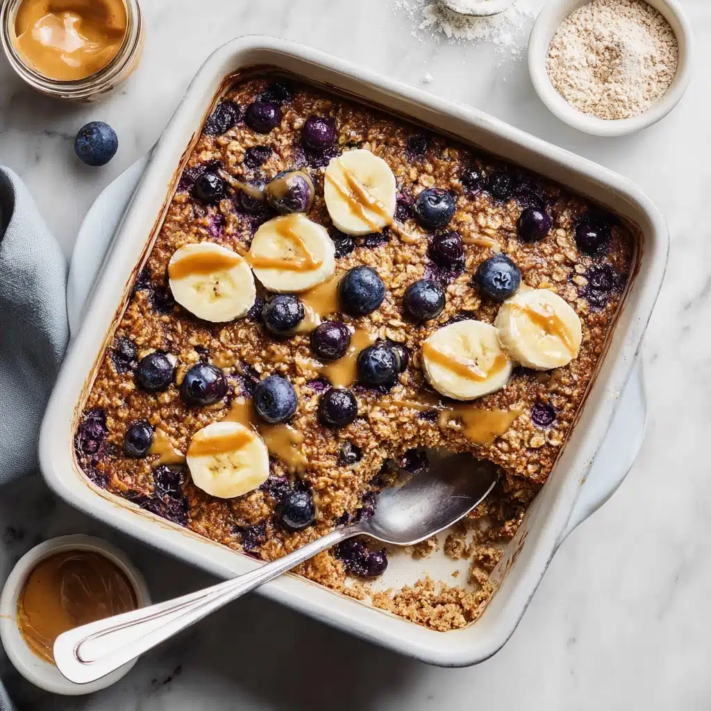Chocolate Peanut Butter Blueberry Oatmeal Bake Recipe - Recipe Image
