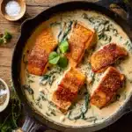 one skillet white wine spinach artichoke salmon Recipe