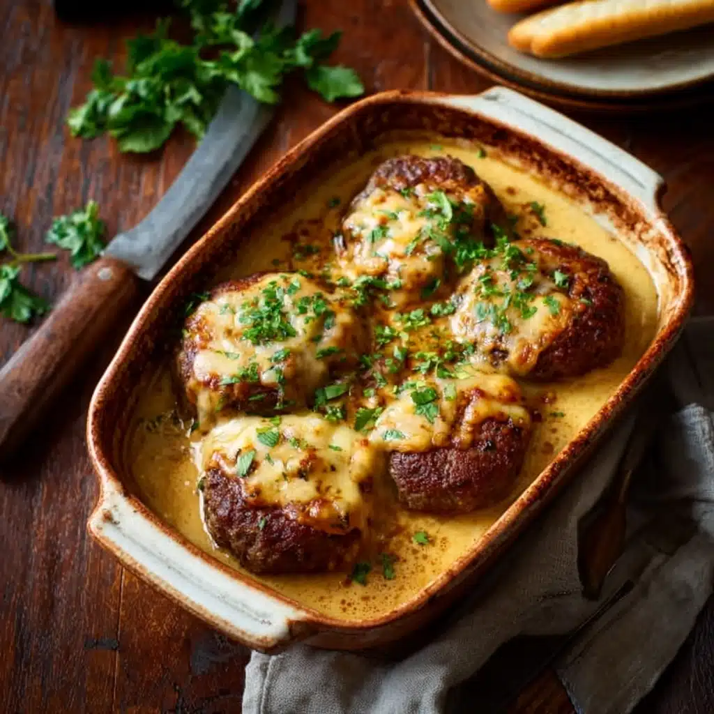 Amish Hamburger Steak Bake Recipe - Recipe Image