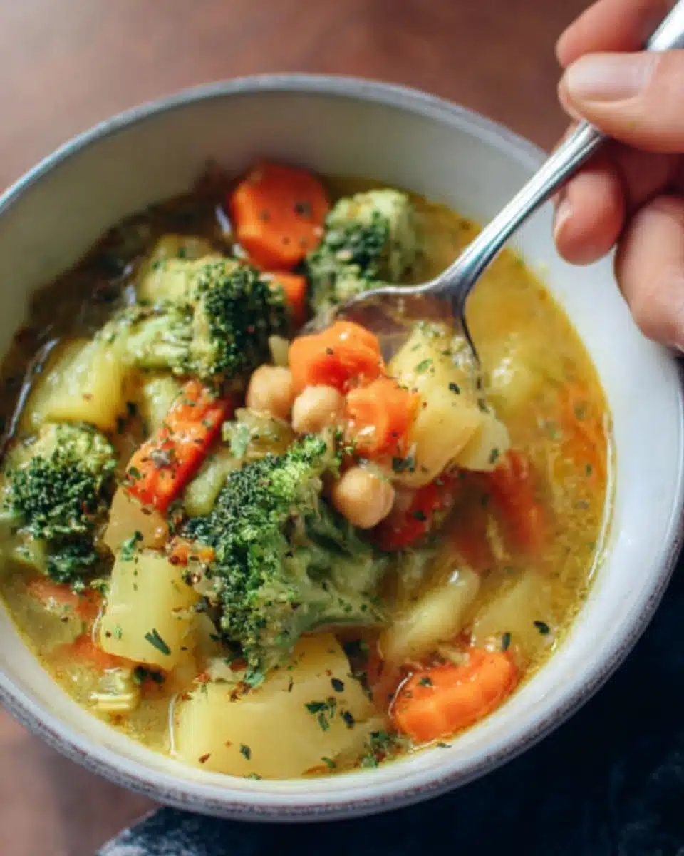 hearty fresh vegan chickpea broccoli soup Recipe