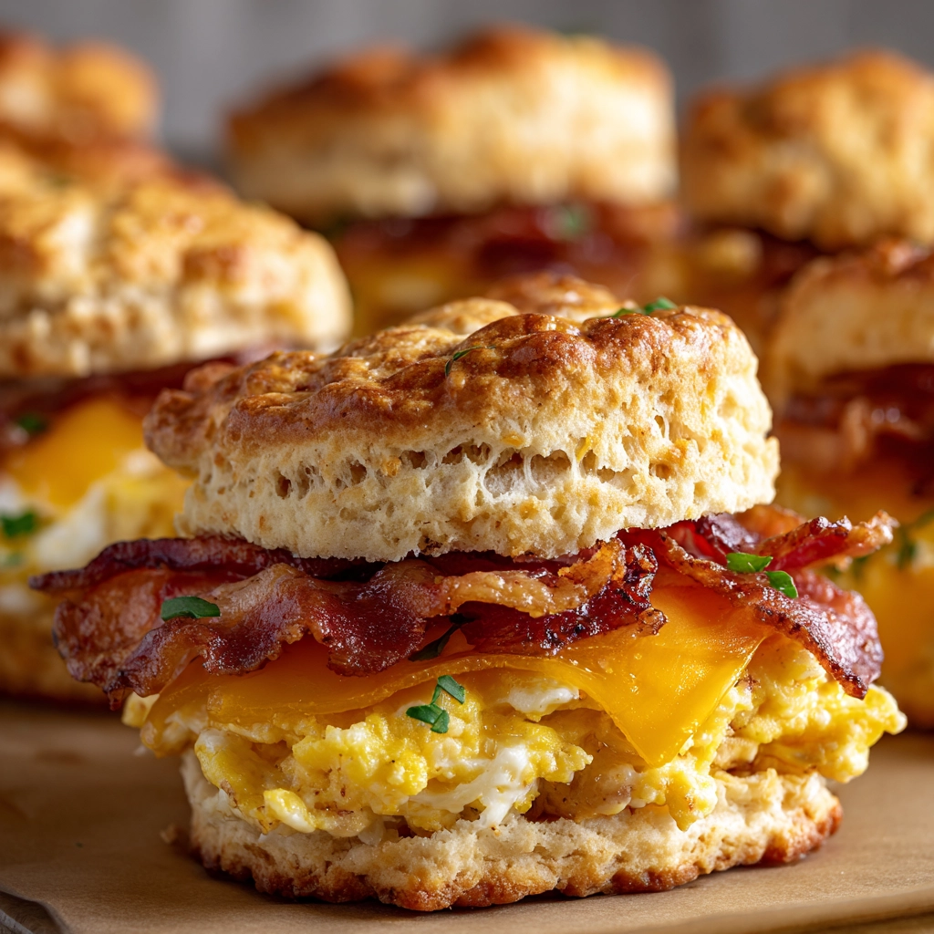 Bacon, Egg & Cheese Biscuit Sandwiches Recipe - Recipe Image