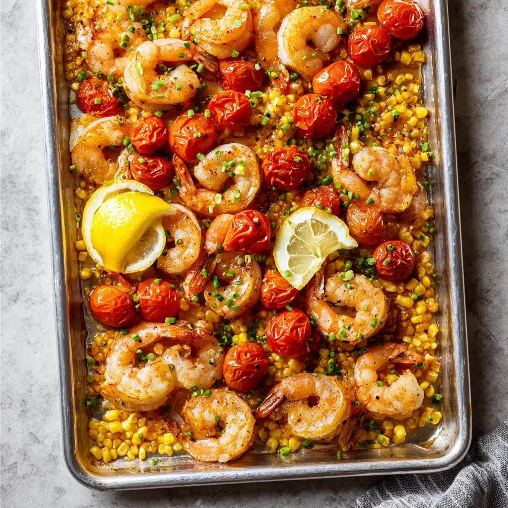 Sheet Pan Shrimp with Corn and Tomatoes Recipe - Recipe Image