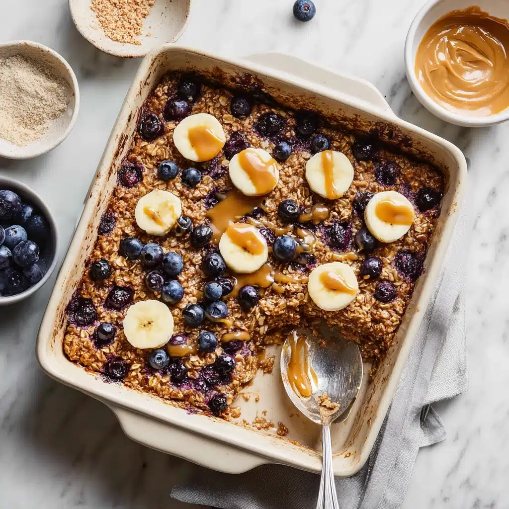 Chocolate Peanut Butter Blueberry Oatmeal Bake Recipe - Recipe Image